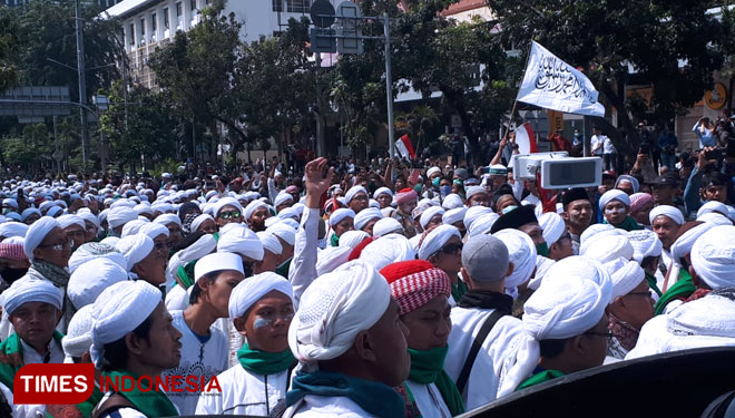 Massa Aksi di kawasan Jl MH Thamrin yang digelar pada Rabu (22/05/2019). (foto: Dok. TIMES Indonesia)