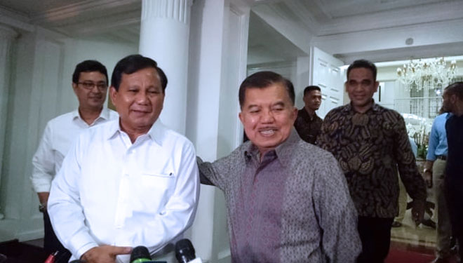 Wakil Presiden Jusuf Kalla bersama Capres nomor urut 02, Prabowo Subianto, (FOTO: kumparan)
