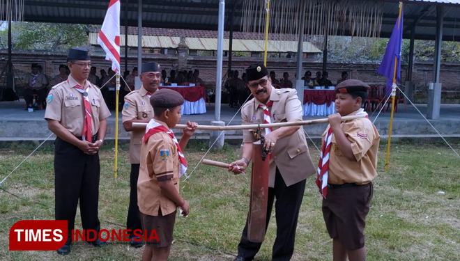 Pesta Siaga Kwartir Ranting Ubud mengawali gelaran Pesta Siaga Kwarcab Gianyar. (FOTO: AJP/TIMES Indonesia)