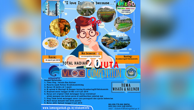 Poster lomba vlog Dinas Komunikasi dan Informatika (Kominfo) Kabupaten Lamongan (FOTO: Istimewa)