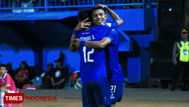 Pencetak gol ke 2 dan 3 Arema FC, Dedik Setiawan. (foto: Tria Adha/TIMES Indonesia)