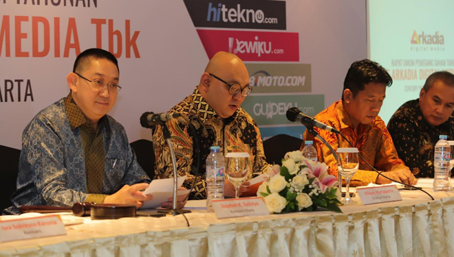 Rapat Umum Pemegang Saham Tahunan (RUPST) digelar PT Arkadia Digital Media Tbk (DIGI) di Hotel Century Park, Senayan, Jakarta Selatan, Senin (24/6/2019). (FOTO: PT Arkadia Digital Media) 