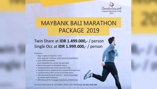 Promo khusus untuk peserta Maybank Bali Marathon di Jambuluwuk Oceano Seminyak Hotel.