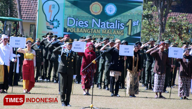 Upacara pembukaan Dies Natalis ke-1 Polbangtan Malang di lapangan rektorat, Selasa (25/6/2019). (FOTO: Ferry/TIMES Indonesia)