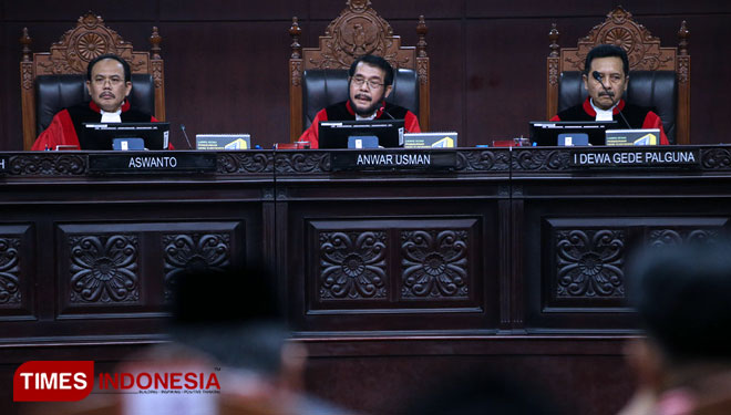 Sidang sengketa Pilpres di Mahkamah Konstitusi. (FOTO: Hasbullah/TIMES Indonesia)