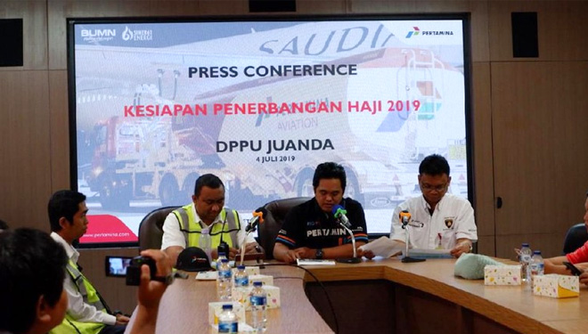 Press Conference Kesiapan Penerbangan Haji 2019 (FOTO: Pertamina)