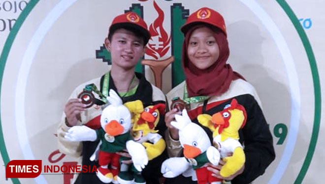 Duet Dementhieva Intan dan Delve Cinthya persembahkan perunggu untuk Ponorogo (FOTO: Marhaban/TIMES Indonesia)