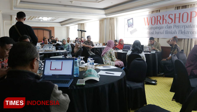 Peserta Workshop Pendampingan dan Percepatan Akreditasi Jurnal Ilmiah Elektronik, yang diikuti oleh para pengelola jurnal dari Palu, Papua, Yogyakarta, Bengkulu, dan Semarang. (FOTO: UMY/TIMES Indonesia)