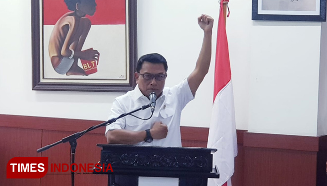 Kepala Staf Presiden Moeldoko di Kantor DPP GMNI, Jakarta Pusat. (FOTO: Hasbullah/TIMES Indonesia)