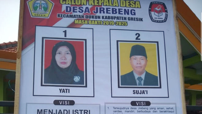 Poster calon kepala desa di Kabupaten Gresik yang viral di media sosial. (FOTO: Istimewa)