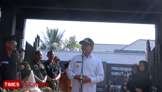 Wali Kota Malang Sutiaji saat memberi sambutan di acara peringatan 72 tahun Pertempuran MAS TRIP. (FOTO: Adhitya Hendra/TIMES Indonesia)