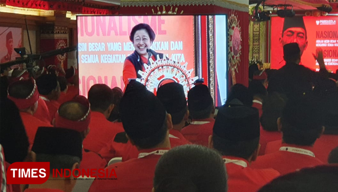 Ketua Umum PDI Perjuangan, Megawati Soekarnoputri dalam Kongres V PDIP di Hotel Grand Inna Beach, Bali. (Foto:Dok.TIMES Indonesia)