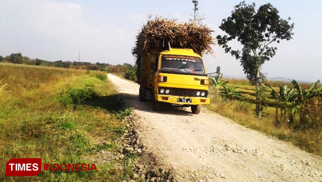 Jalan makadam sepanjang 1,6 kilometer lebar 3 meter di Desa Jatimulya, Kecamatan Suradadi, Kabupaten Tegal, Jawa Tengah.