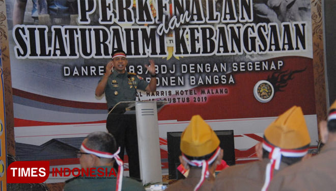 Danrem 083/BDJ, Kolonel Inf Zainuddin di acara Perkenalan & Silaturahmi Kebangsaan di Hotel Harris Malang. (Foto: Adhitya Hendra/TIMES Indonesia)