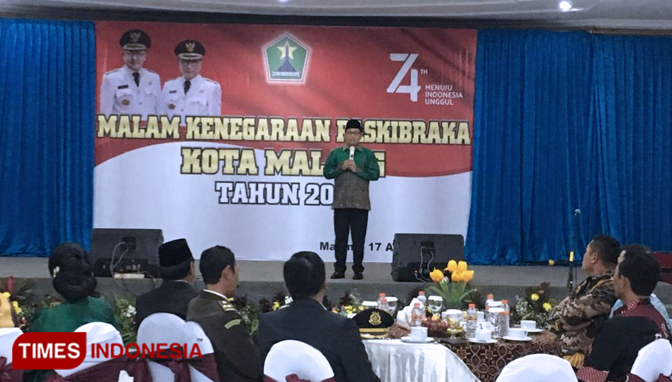 Wali Kota Malang, H Sutiaji saat acara Pembubaran Anggota Paskibra 2019. (Foto: Humas Pemkot Malang for TIMES Indonesia)