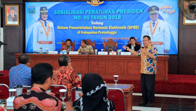 Sosialisasi Sistem Pemerintahan Berbasis Elektronik (SPBE) di Pendapa Kabupaten Probolinggo (foto: Kominfo)
