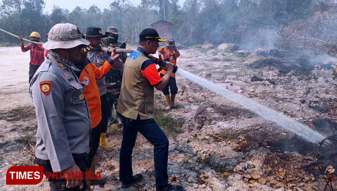 Tim BNPB memadamkan api di kawasan hutan Provinsi Riau (FOTO: BNPB for TIMES Indonesia)