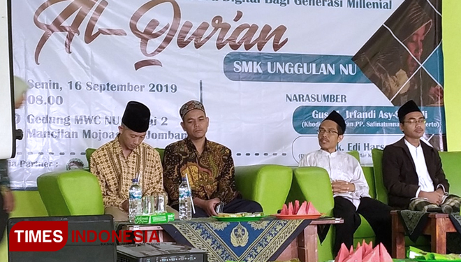 Acara seminar Al Quran di SMK Ungulan NU Mojoagung, Jombang. (16/09/2019). (FOTO: Amir Syarifudin for TIMES Indonesia)