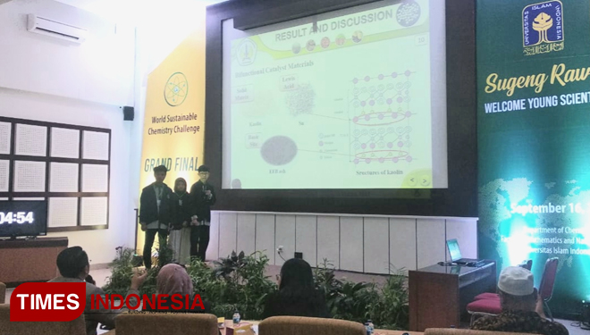 Suasana kegiatan kompetisi inovasi riset mahasiswa bidang kimia tingkat internasional World Sustainable Chemistry Challenge (WSCC) di Auditorium utama FMIPA UII. (FOTO: UII/TIMES Indonesia)