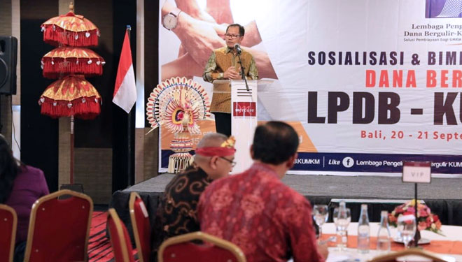 Suasana Sosialisasi dan Bimbingan Teknis Dana Bergulir LPDB-KUMKM di Denpasar, Bali, Jumat (20/9/2019). (FOTO: Istimewa)