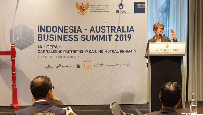 Gubernur New South Wales, Margaret Beazley memberikan sambutan di acara Indonesia-Australia Business Summit (IABS) 2019 (Foto: istimewa)