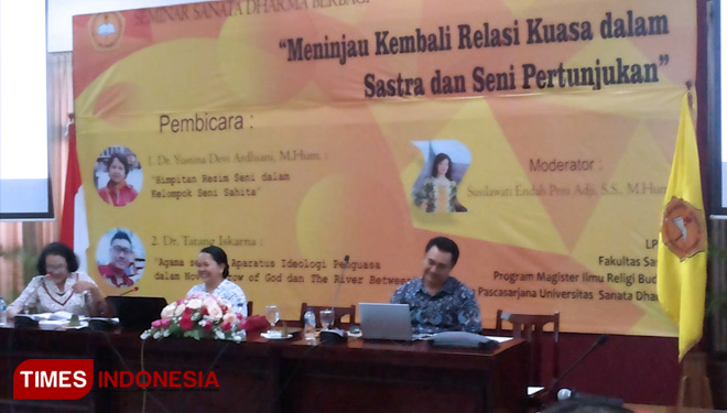 Suasana seminar di Ruang Kadarman Gedung Pusat Lt. 4 Kampus 2 USD, Mrican. Jum’at (27/9/2019). (FOTO: Ahmad Tulung/TIMES Indonesia)