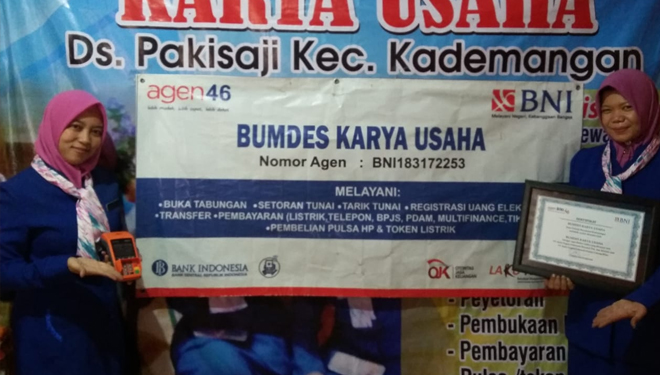 BUMDes Karya Usaha Desa Pakishaji Kecamatan Kademangan Kabupaten Blitar, Salah satu agen46 BNI (FOTO: Istimewa)