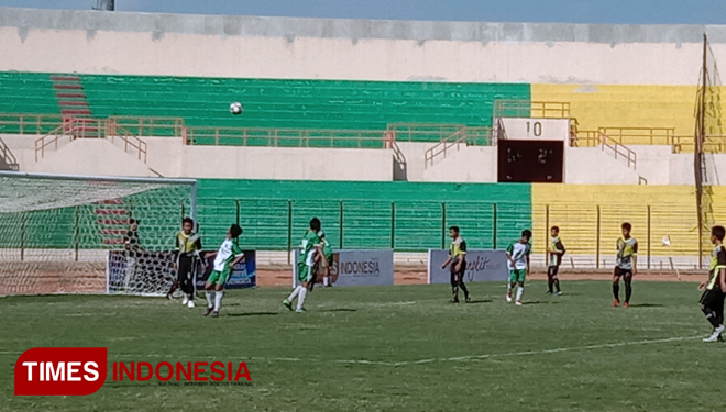 Pertandingan Liga Santri Nusantara 2019 Regional Yogyakarta di Stadion Sultan Agung, Bantul. (FOTO: A Riyadi/TIMES Indonesia)