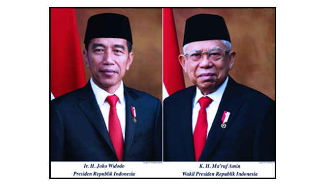 Foto resmi Presiden dan wakil Presiden terpilih periode 2019-2024 Jokowi-KH Ma'ruf Amin.