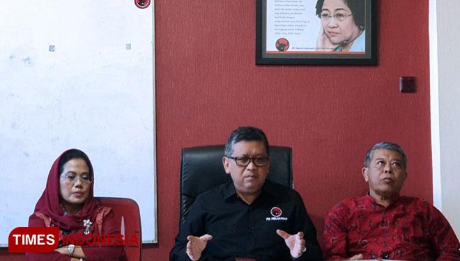 Sekjen PDI Perjuangan, Hasto Kristiyanto di Kabtor DPD PDI Perjuangan Jawa Timur. (FOTO: DPP for TIMES Indonesia).