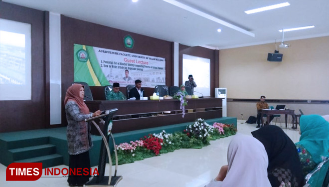 Sambutan Dekan Fakultas Pertanian, Dr. Ir. Nurhidayati, MP. (FOTO: AJP/TIMES Indonesia)