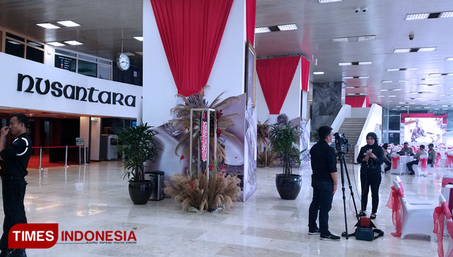 Suasana Loby gedung Nusantara lll, tempat (di dalam gedung) Presiden dan Wakil Presiden di lantik hari ini. (Edi Junaidi ds/TIMES Indonesia)