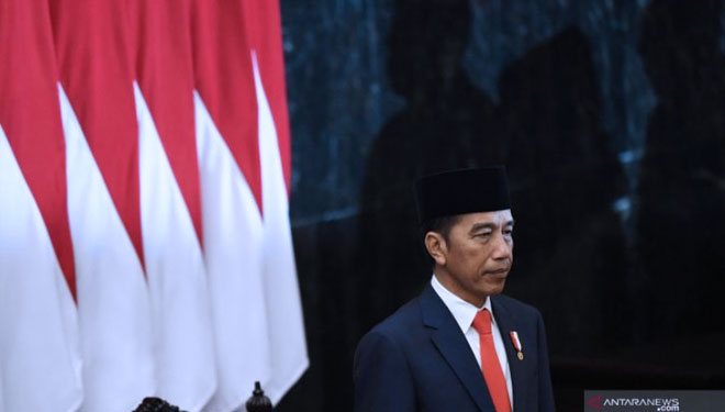 Presiden Joko Widodo mengikuti upacara pelantikan presiden dan Wakil Presiden di Gedung Nusantara, Senayan, Jakarta, Minggu (20/10/2019). (FOTO: ANTARA FOTO/Akbar Nugroho Gumay/pras)