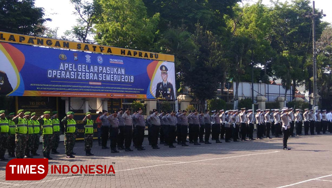 Suasana apel  gelar pasukan dalam rangka Operasi Zebra Semeru 2019 polres Malang. (Foto: Binar Gumilang/TIMES Indonesia)
