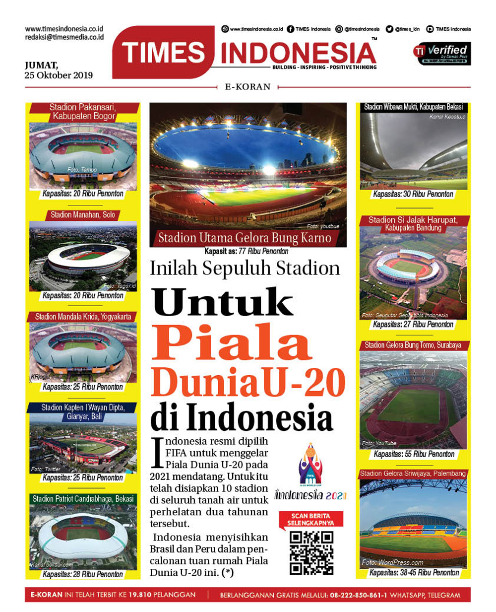 Gelar Piala Dunia U 20 Ini 10 Stadion Yang Disiapkan