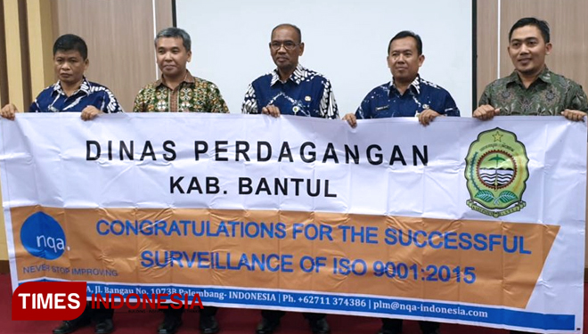 Ucapan selamat dipertahankannya ISO 9001: 2015 Dinas Perdagangan Kab. Bantul. (FOTO: AJP TIMES Indonesia)