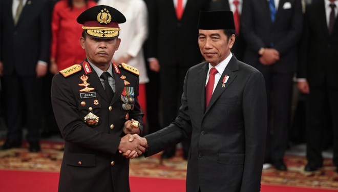 Jenderal Polisi Idham Azis resmi menjadi Kepala Polri usai dilantik dan diambil sumpahnya, Jumat (1/11/2019). (ANTARA FOTO/Wahyu Putro A/wsj.)