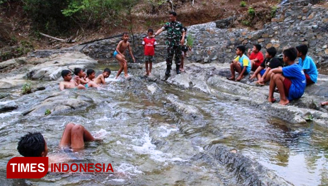 Talud Over Prestasi TMMD Reguler Cilacap Menghiasi Dan Menguatkan Bantara Kali Beber, OW Krama Cenil. (FOTO: AJP/TIMES Indonesia)