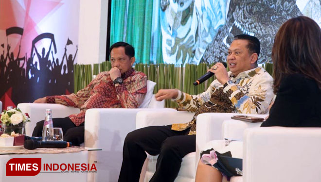 Ketua MPR RI Bambang Soesatyo atau biasa dipanggil Bamsoet saat menjadi seminar 'Pembangunan SDM Unggul dan Pancasilais guna Menyongsong Indonesia Emas 2045' di Jakarta (Edi Junaidi ds/TIMES Indonesia)
