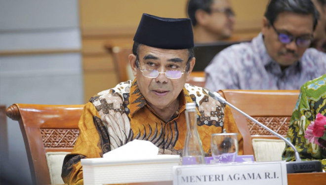 Menteri Agama, Fachrul Razi saat Raker dengan Komisi VIII DPR di Senayan, Jakarta. (FOTO: Kemenag RI)