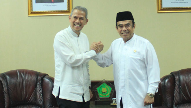 Menag RI menerima Kepala Badan Pengelola Keuangan Haji (BPKH), Anggito Abimanyu, di Kantor Kementerian Agama, Jakarta Pusat. (Foto: Kemenag RI for TIMES Indonesia)