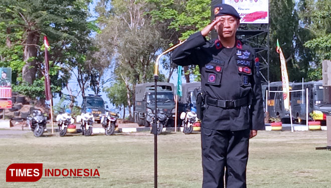 Wakapolda NTB, Brigjen Pol. Drs. Tajuddin, MH, saat memimpin upacara HUT Korps Brimob Polri ke 74, lapangan Kesatrian Sat Brimob Polda NTB, Kota Mataram, Kamis (14/11/2019). (Foto: Anugrah Dany/TIMES Indonesia)