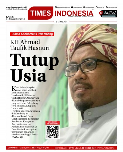 Edisi Kamis, 14 November 2019: E-Koran Medsos. Bacaan Positif Masyarakat 5.0