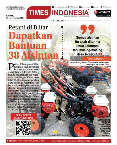 Edisi Kamis, 14 November 2019: E-Koran Medsos. Bacaan Positif Masyarakat 5.0