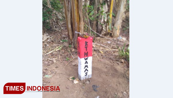 Patok yang dipasang KTH ‘Wono Asih Makmur Sejahtera’, di area RPH Pulau Merah, BKPH Sukamade, Perhutani KPH Banyuwangi Selatan. (Foto: Dokumentasi TIMES Indonesia)