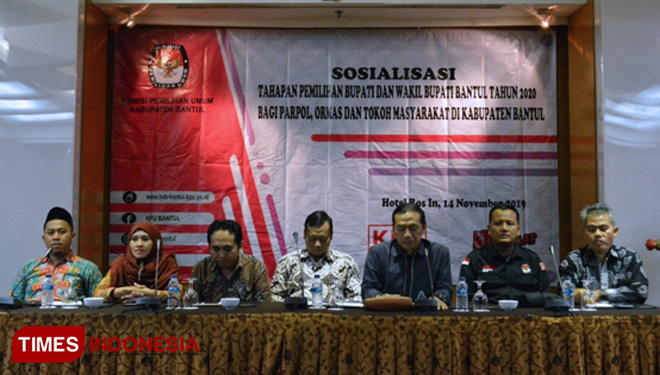Suasana sosiaisasi tahapan pemilihan Bupati dan Wakil Bupati (Pilbup) Bantul 2020 oleh KPU Bantul. (FOTO: Totok Hidayat/TIMES Indonesia)