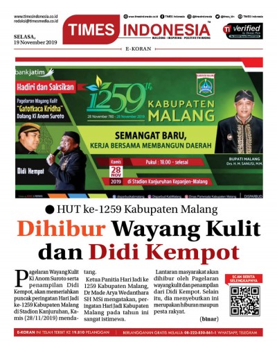 Edisi Selasa, 19 November 2019: E-Koran Medsos. Bacaan Positif Masyarakat 5.0