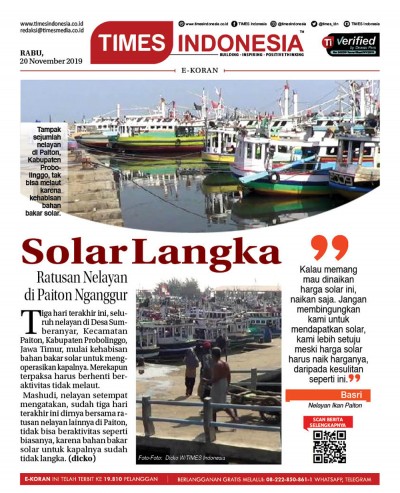 Edisi Rabu, 20 November 2019: E-Koran Medsos. Bacaan Positif Masyarakat 5.0	