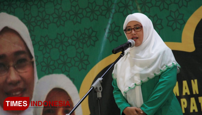 Ketua PC Fatayat NU Kabupaten, Hj Mutiah Faridah (foto: Tria/TIMES Indonesia)