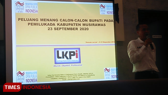 Pemaparan hasil Survei oleh LKPI Terkait Pilkada Musi Rawas, Sumsel. (Foto: Rochman/TIMES Indonesia) 